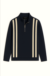 Cotton Panel Long Sleeve Zipper - Admiral